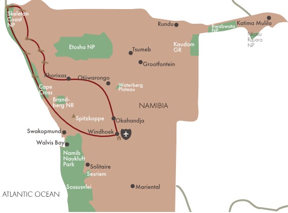 Karte Skelettküste Offroad Tour