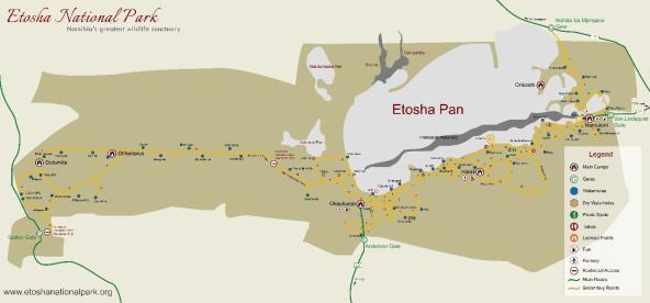 Etosha Nationalpark Karte NTT Namibia entdecken Afrika