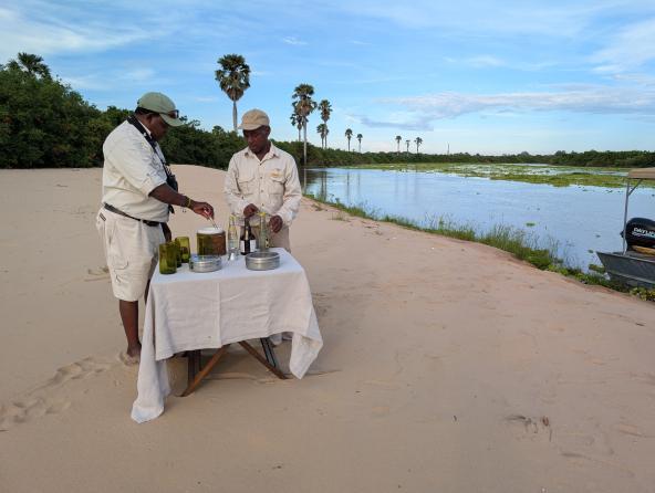 Nyerere-Nationalpark-Sundowner-am-Fluss