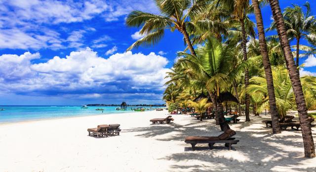 Indischer Ozean Strand Palmen Mauritius Badeurlaub