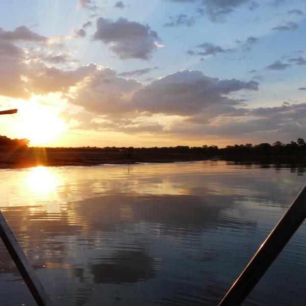 Sambia Unterkünfte Sonnenuntergang Fluss Zambia