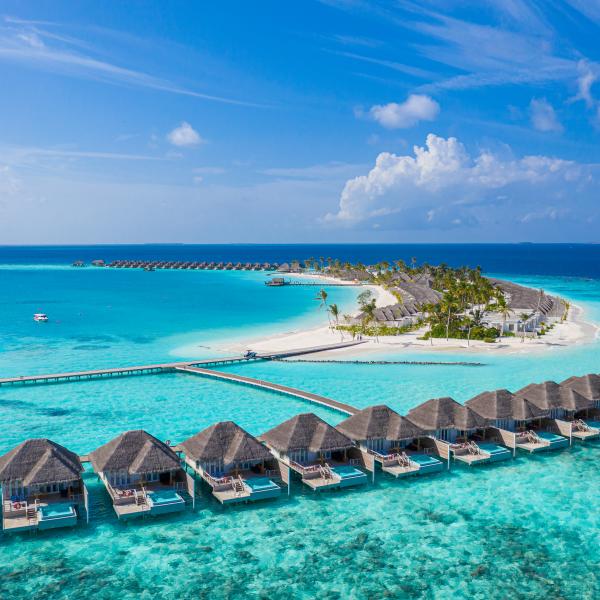 Unterkünfte Malediven Indischer Ozean natürliche Farbpalette Wasserbungalows
