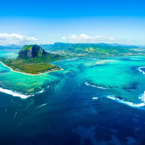 Le Morne Brabant Mauritius Luftbild türkisfarbenes Meer Indischer Ozean